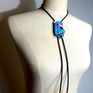 Vintage 1980s glass bolo tie